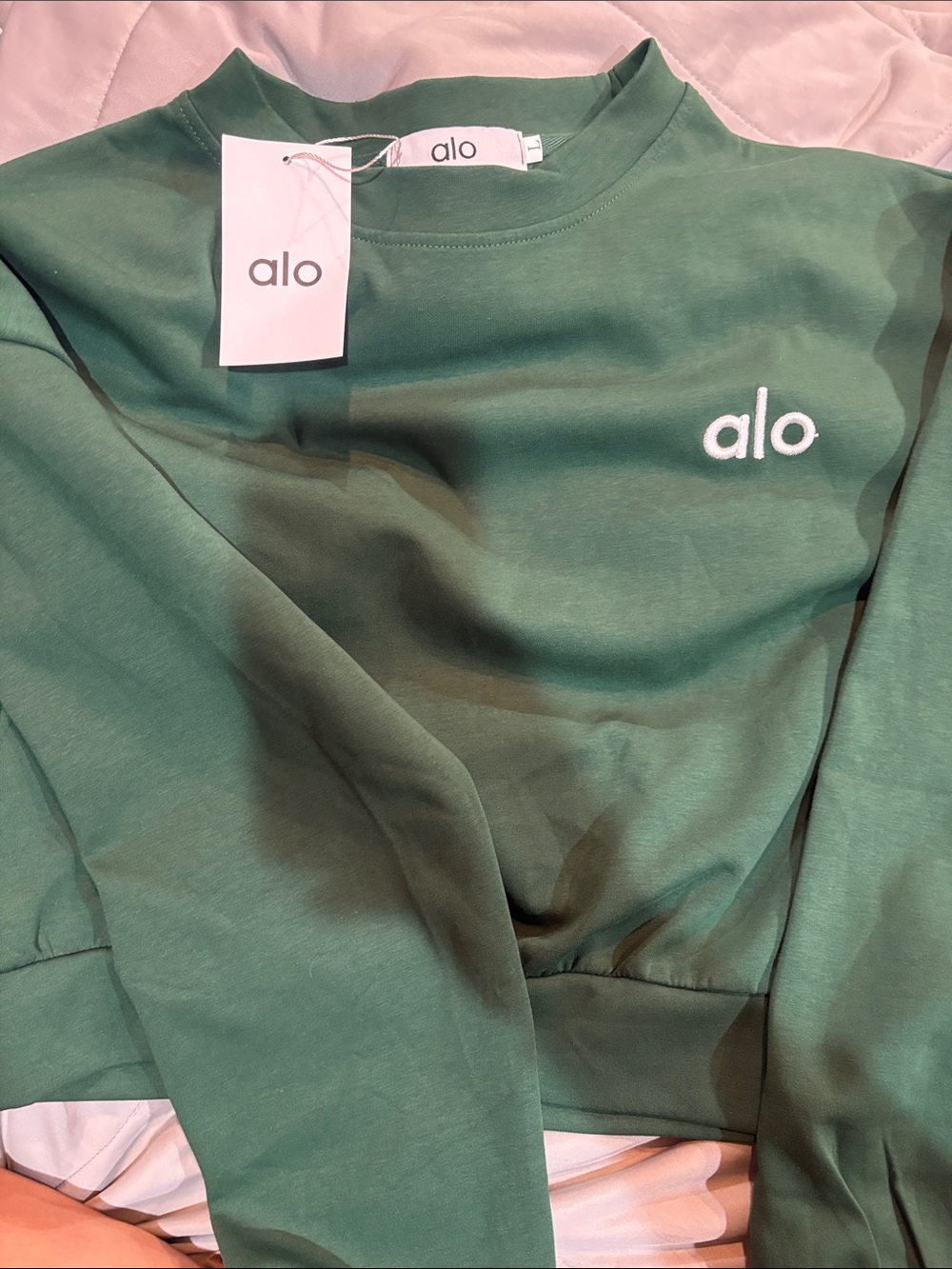 ALO Yoga Green Teddy Jacket with Embroidered Logo